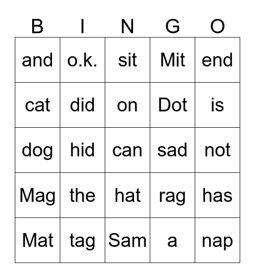 BoobBooks 1 Bingo Card