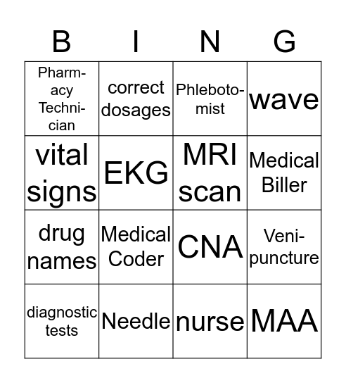 Health Science Careers Bingo Card