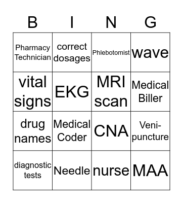 Health Science Careers Bingo Card