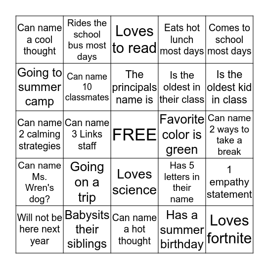 BINGO Card