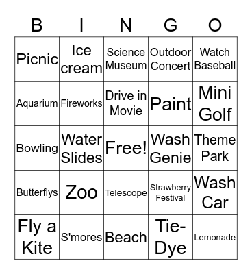 Summer Bingo Card