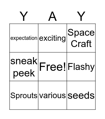 Vocab Bingo Card