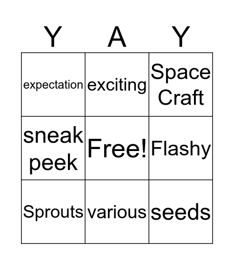 Vocab Bingo Card