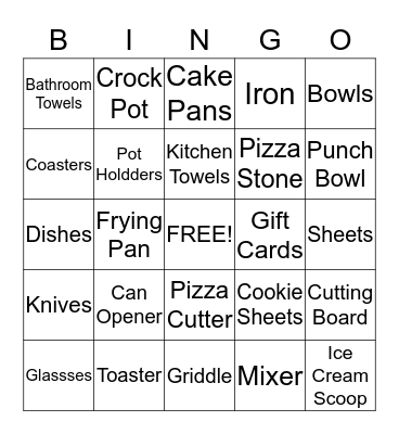 Bridal Bingo Card