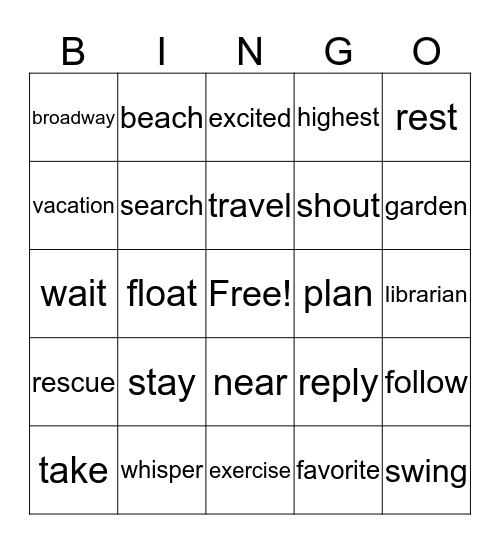 What are you going to do? Bingo Card