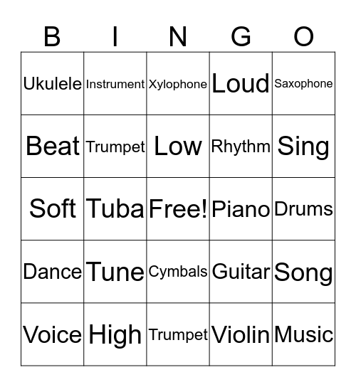Music Bingo Card