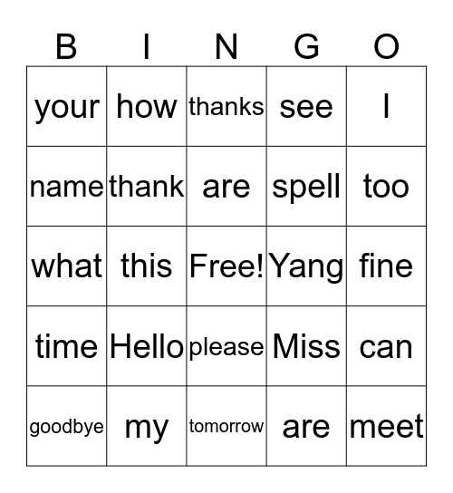 Module 1 Bingo Card