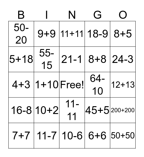 MATH :) Bingo Card