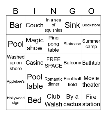 Make Out Bingo Card