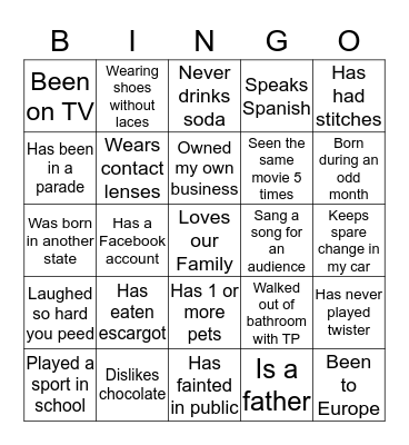 Father's Day Weekend Bingo Card