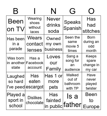 Father's Day Weekend Bingo Card