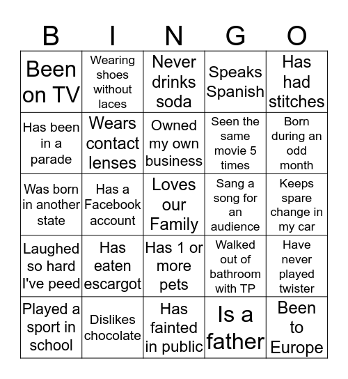 Father's Day Weekend Bingo Card