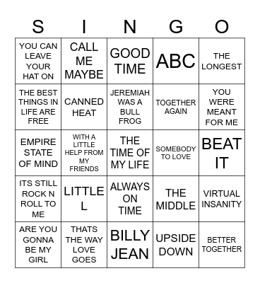 376 ARTISTS STARTING WITH THE LETTER J Bingo Card