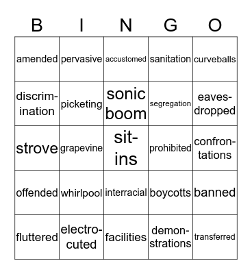 Watsons Bingo Card