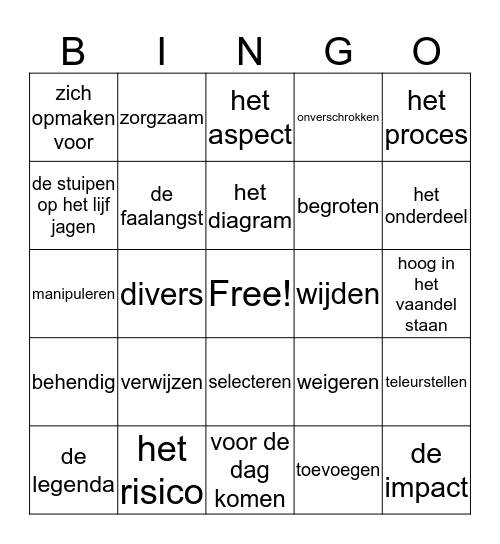 Woordenlijst Bingo Card