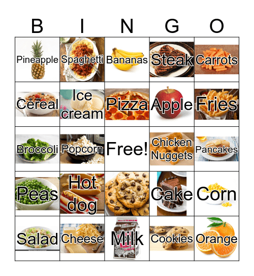 Food Bingo Card