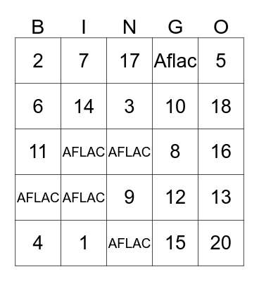 AFLAC CANCER CARE Bingo Card