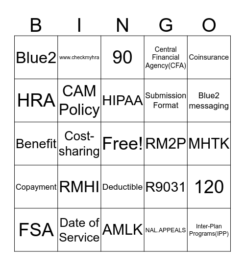 National Alliance Bingo Card