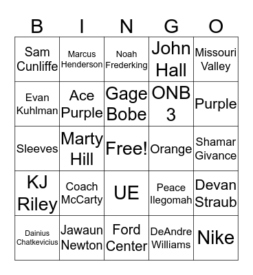 Aces Basketball Bingo Card