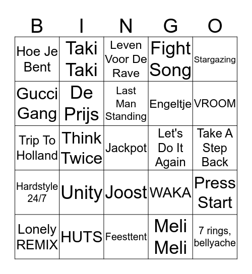 Swingo schoolkamp Bingo Card