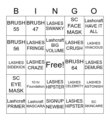 SEPHORA COLLECTION Bingo Card