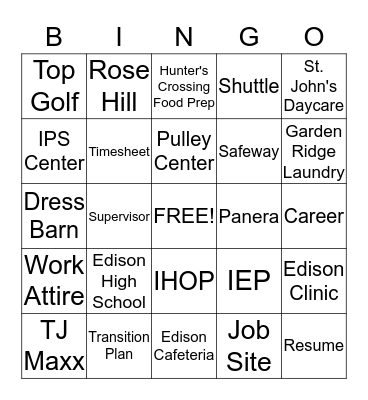 EFE Bingo Card