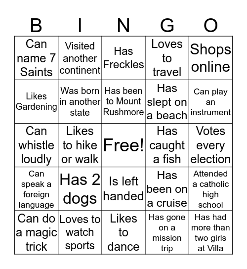 VILLAPALOOZA!! Bingo Card