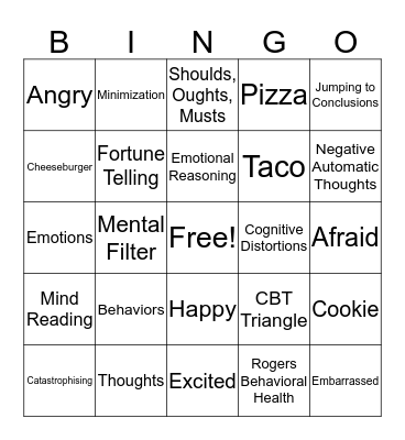 Cogntive Distortions Bingo Card