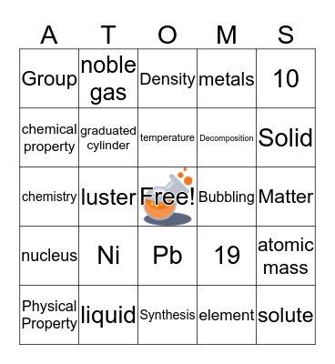 Chemistry Review Bingo Card