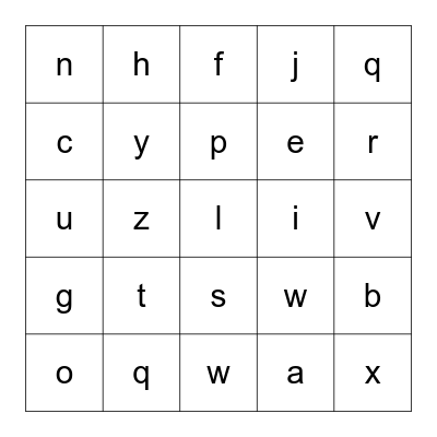 ACTION  Bingo Unit 1 Letters and Sounds Bingo Card