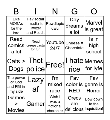 Are you like me? Bingo Card
