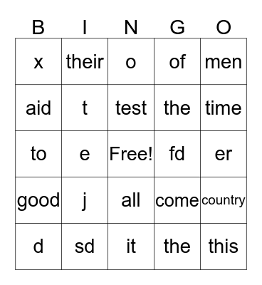 TEST with Bingo Baker Bingo Card