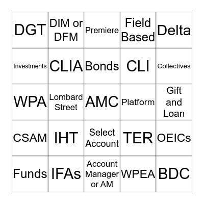 Jargon Buster Bingo Card