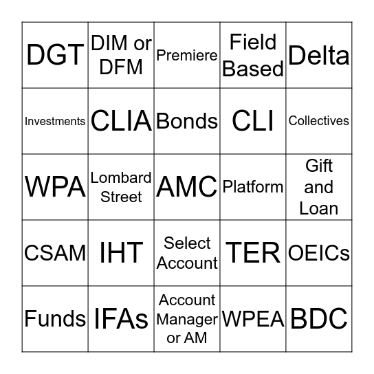 Jargon Buster Bingo Card