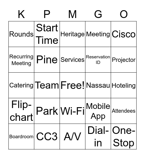 KPMG-O Bingo Card