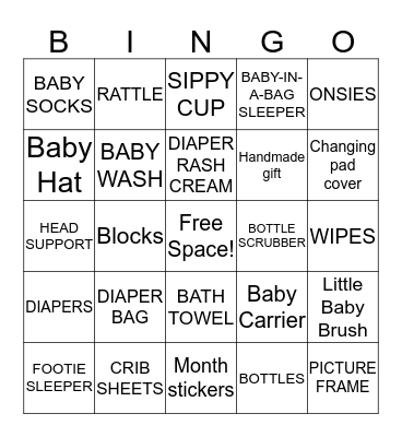 BABY SHOWER Bingo Card