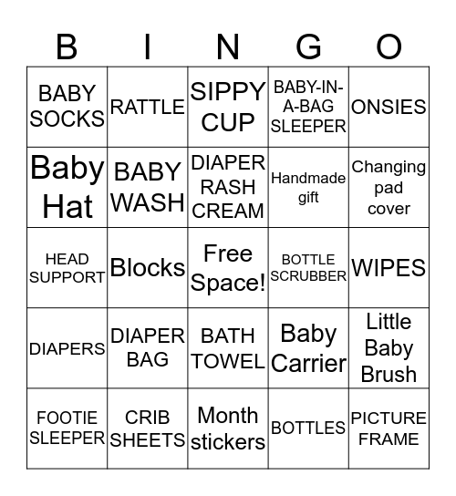 BABY SHOWER Bingo Card