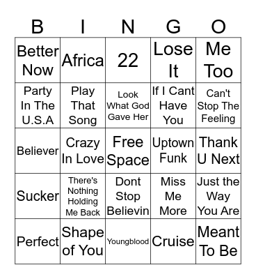 DC Music Bingo Card