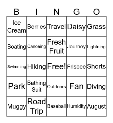 It's Summer Time! Bingo Card