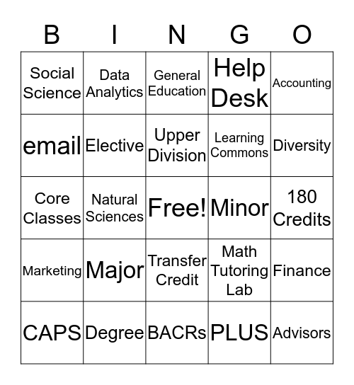 College of Business Bingo Card