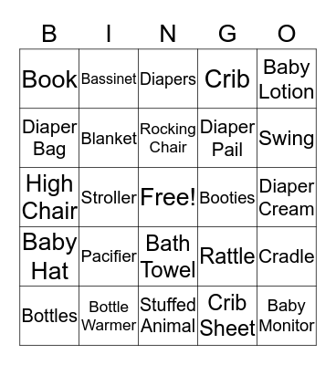 Baby Shower Bingo Card