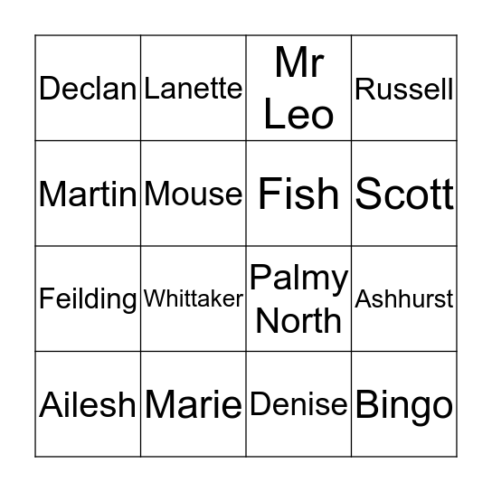 BINGO Card