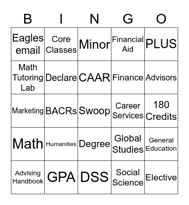 College of Business Bingo Card