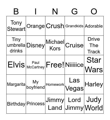 Speedway Jingo! 2019 Bingo Card