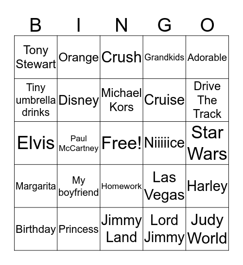 Speedway Jingo! 2019 Bingo Card
