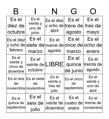 La Fecha Bingo Card