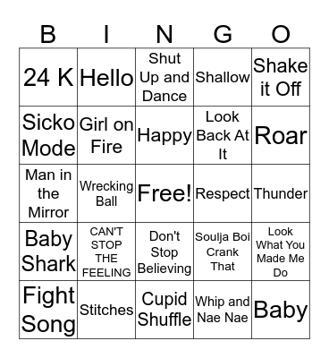 Musical Bingo Card