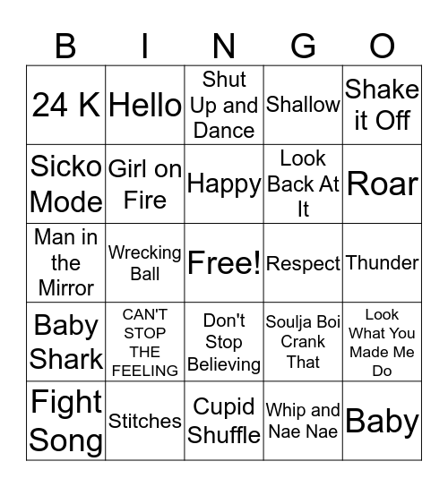 Musical Bingo Card