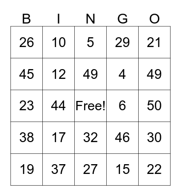 Science Bingo Card Bingo Card