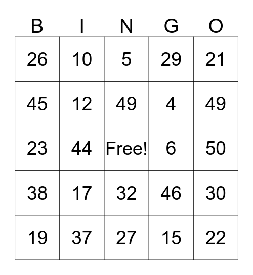 Science Bingo Card Bingo Card